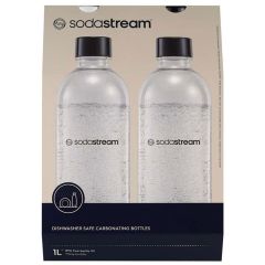 Комплект от 2 карбонизиращи бутилки Sodastream, пластмасови, 1 л, Бяло/Черно